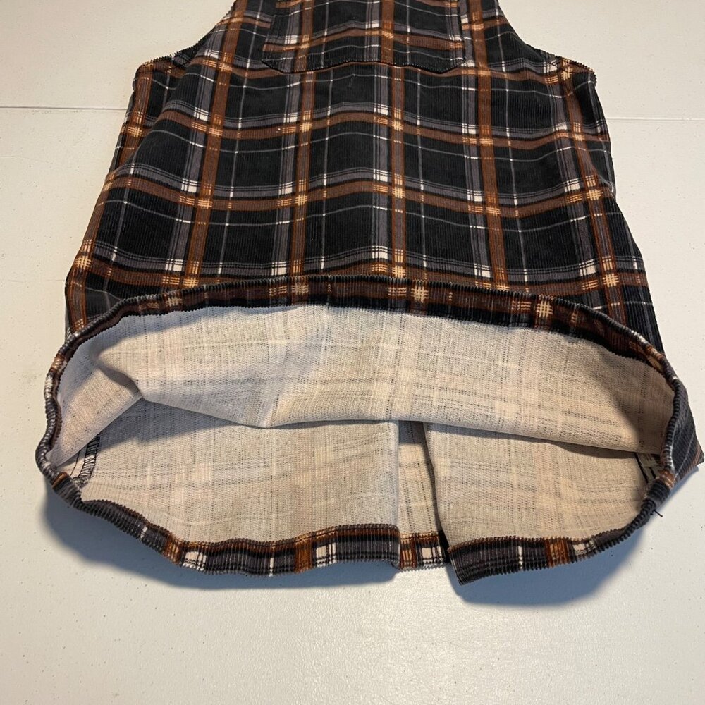 Plaid Corduroy Pinafore Dress With Adjustable Straps For Casual Or Layered Wear - Picture 9 of 13